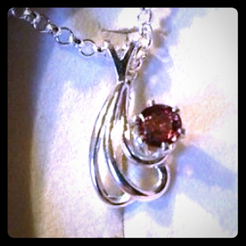 Natural Red Spinel Sterling Silver Necklace